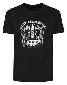 Bigdude Old Classic Barber Shop Print T-Shirt Schwarz