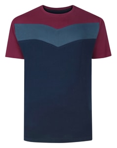 Bigdude Chevron Cut & Sew T-Shirt Navy Tall