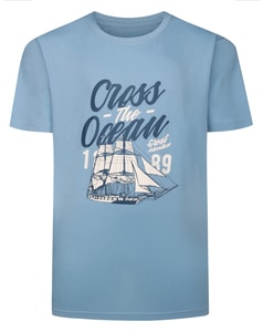 Bigdude Cross The Ocean Print T-Shirt Hellblau