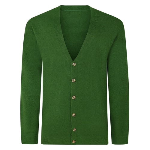 Bigdude Supersoft Rippstrick-Cardigan mit V-Ausschnitt, Dunkelgrün