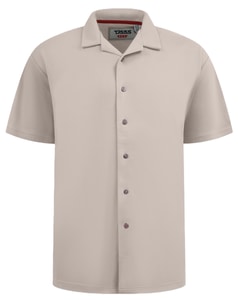 D555 Connor 3 Kurzarm-Stretchhemd mit kubanischem Kragen, Resort-Stil, Steinfarbe