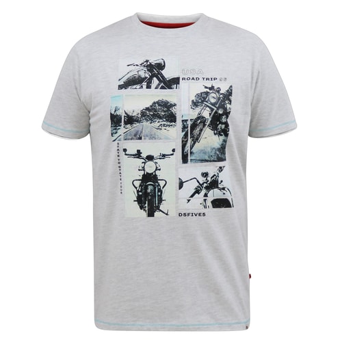 D555 Trafford Multi Bike Fotodruck T-Shirt Off White Melange