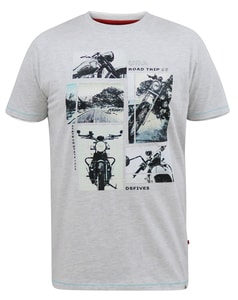 D555 Trafford Multi Bike Fotodruck T-Shirt Off White Melange