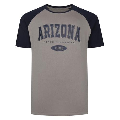 Bigdude Raglan Print T-Shirt Hellgrau