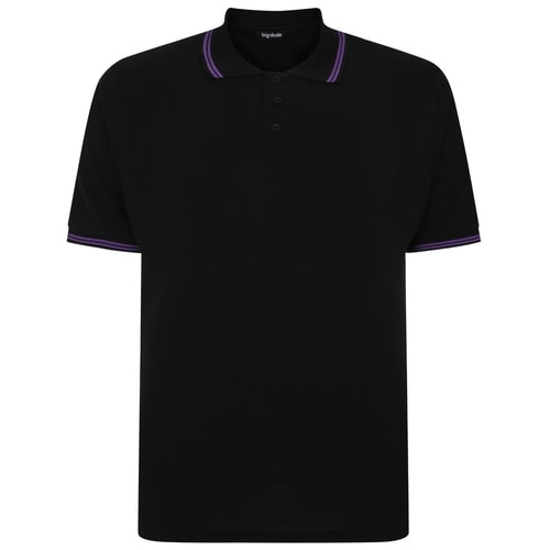 Bigdude Poloshirt mit Streifen in Schwarz/Lila