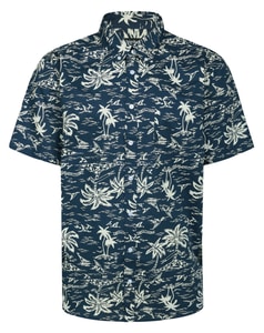 Bigdude Button-Down-Kurzarmhemd „Island“, Marineblau