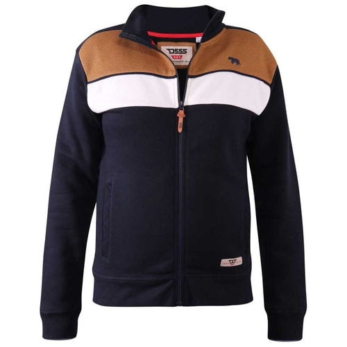 D555 Willowbrook Cut-and-Sew-Sweatshirt mit durchgehendem Reißverschluss, Marineblau