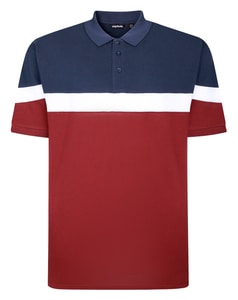 Bigdude Piqué-Poloshirt mit Farbblock-Design, bordeauxrot/marineblau/weiß
