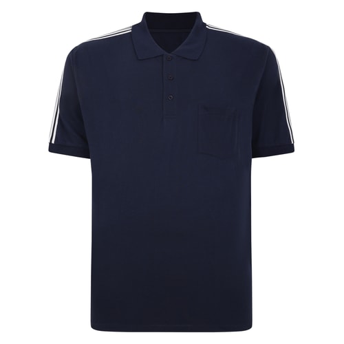 Bigdude – Poloshirt mit Schulterstreifen, Marineblau, Tall