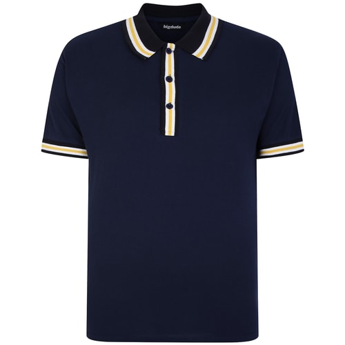Bigdude Kontraststreifen-Poloshirt Marineblau