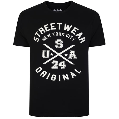 Bigdude NYC Streetwear Print T-Shirt Schwarz