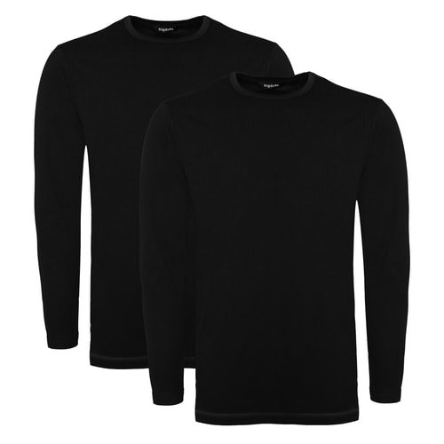Bigdude Langarm-Thermo-T-Shirt Doppelpack Schwarz