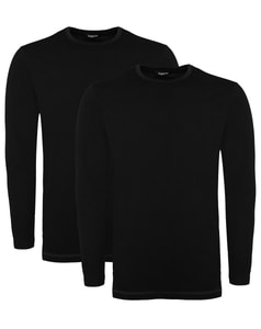 Bigdude Langarm-Thermo-T-Shirt Doppelpack Schwarz