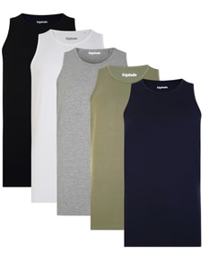 Bigdude – 5er-Pack schlichte Unterhemden, mehrfarbig, groß