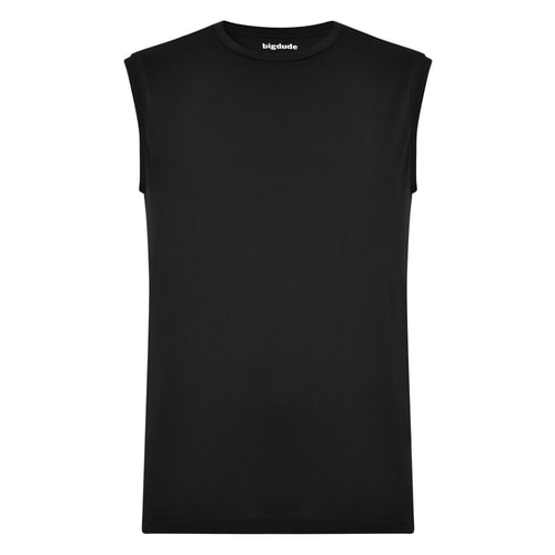 Bigdude Ärmelloses T-Shirt Schwarz Tall Fit 