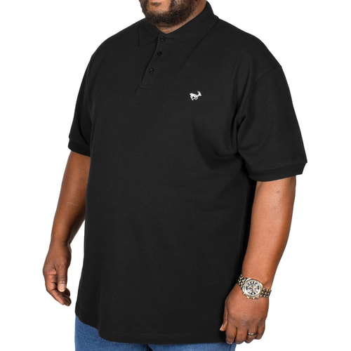 Bigdude – Besticktes Poloshirt in Schwarz, Größe L