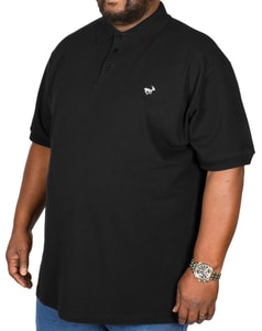 Bigdude – Besticktes Poloshirt in Schwarz, Größe L