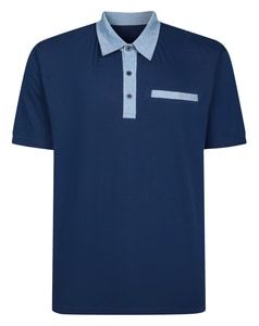 Bigdude Kontrast-Jersey-Poloshirt Marineblau