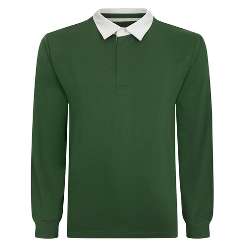Bigdude Langarm-Poloshirt im Rugby-Stil, Dunkelgrün