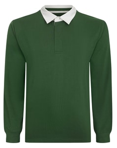 Bigdude Langarm-Poloshirt im Rugby-Stil, Dunkelgrün