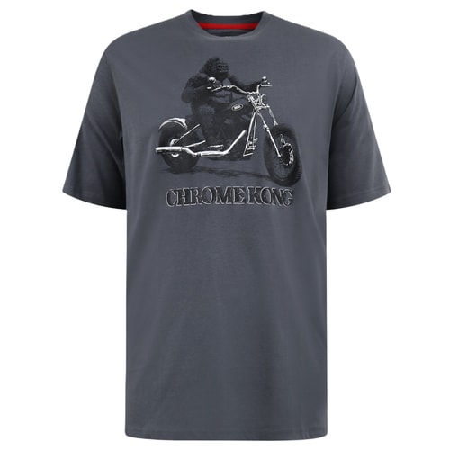 D555 Craig Gorilla Biker bedrucktes T-Shirt Dunkelgrau