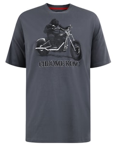 D555 Craig Gorilla Biker bedrucktes T-Shirt Dunkelgrau