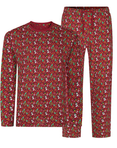 Bigdude Weihnachts-Pyjama-Set AOP Crimson
