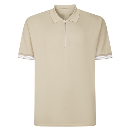 Bigdude Strukturiertes Zip-Polo Sand