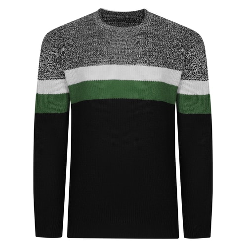 Bigdude Colour Block Strickpullover Schwarz