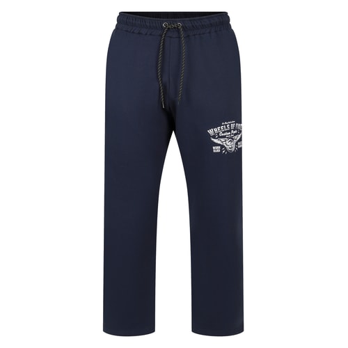 Bigdude Jogginghose mit offenem Saum und Wheels Of Fire Print, Marineblau