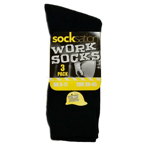Socksation Black Arbeitssocken 3er-Pack Schwarz