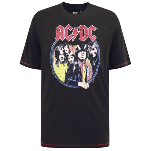 D555 Hugh Offizielles ACDC Highway To Hell bedrucktes T-Shirt, gewaschenes Schwarz