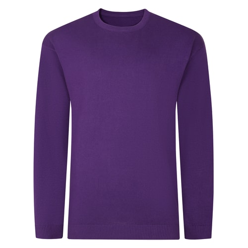 Bigdude Einfarbiger Strickpullover mit Rundhalsausschnitt, Lila