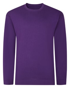Bigdude Einfarbiger Strickpullover mit Rundhalsausschnitt, Lila