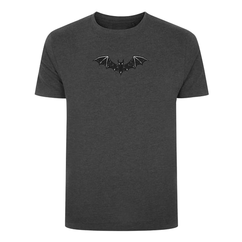 Bigdude Halloween-T-Shirt mit Fledermausprint, Anthrazit meliert
