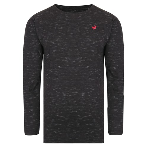 Bigdude Inkjet meliertes Langarmshirt Schwarz