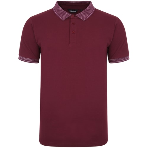 Bigdude Jacquard Kragen Poloshirt Weinrot 