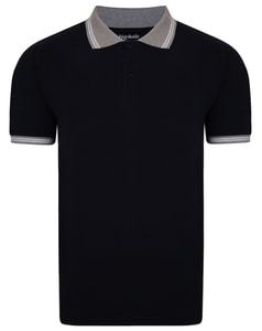Bigdude Kontrastkragen Poloshirt Marineblau