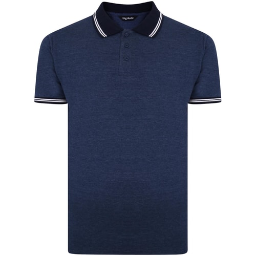 Bigdude Kontrastkragen Poloshirt Jeansblau Tall Fit 