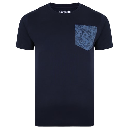 Bigdude T-Shirt Paisley Brusttasche Blau