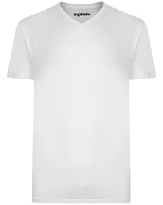 Bigdude T-Shirt V-Ausschnitt Weiß