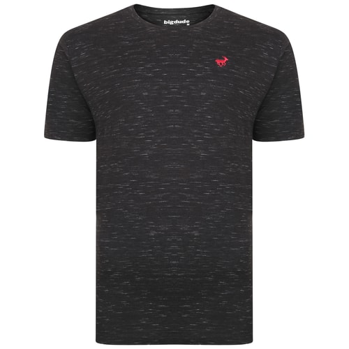Bigdude Inkjet meliertes T-Shirt Schwarz Tall Fit 