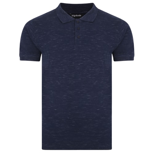 Bigdude Inkjet meliertes Poloshirt Marineblau