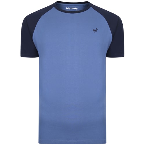 Bigdude Kontrast Raglan T-Shirt Blau/Marineblau Tall Fit 