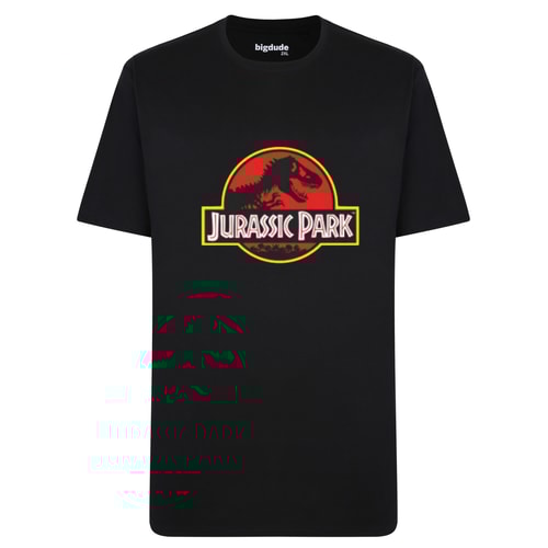Bigdude Offizielles Jurassic Park Print T-Shirt Schwarz