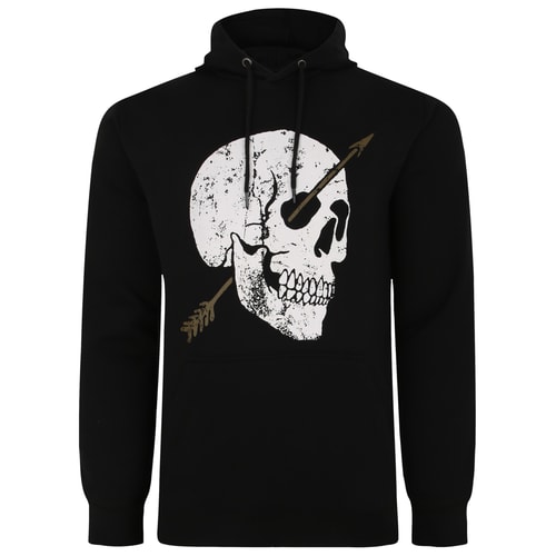 Bigdude Kapuzenpullover mit Totenkopf- und Pfeil-Print, Schwarz
