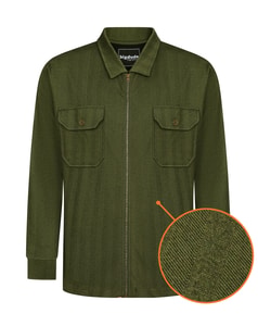 Bigdude Fischgrätmuster-Jacket mit durchgehendem Reißverschluss, Dunkelkhaki