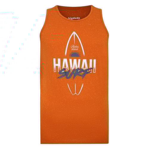 Bigdude Hawaii-Print-Weste in gebranntem Orange