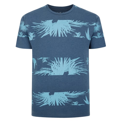 Bigdude – T-Shirt mit Palmen-Print, Denim, groß