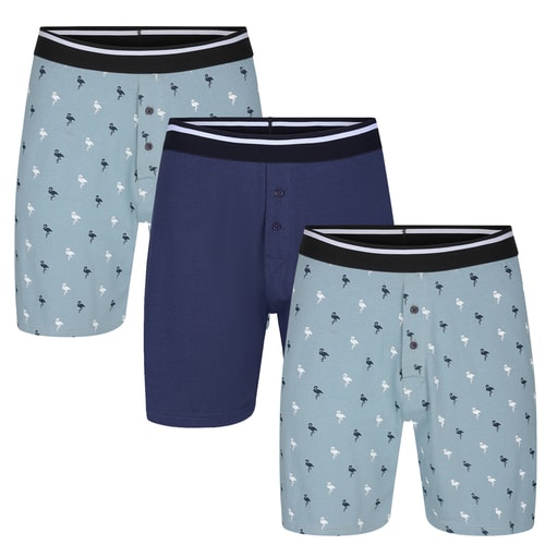 Bigdude 3er-Pack AOP Relaxed Boxershorts Hellblau/Marineblau